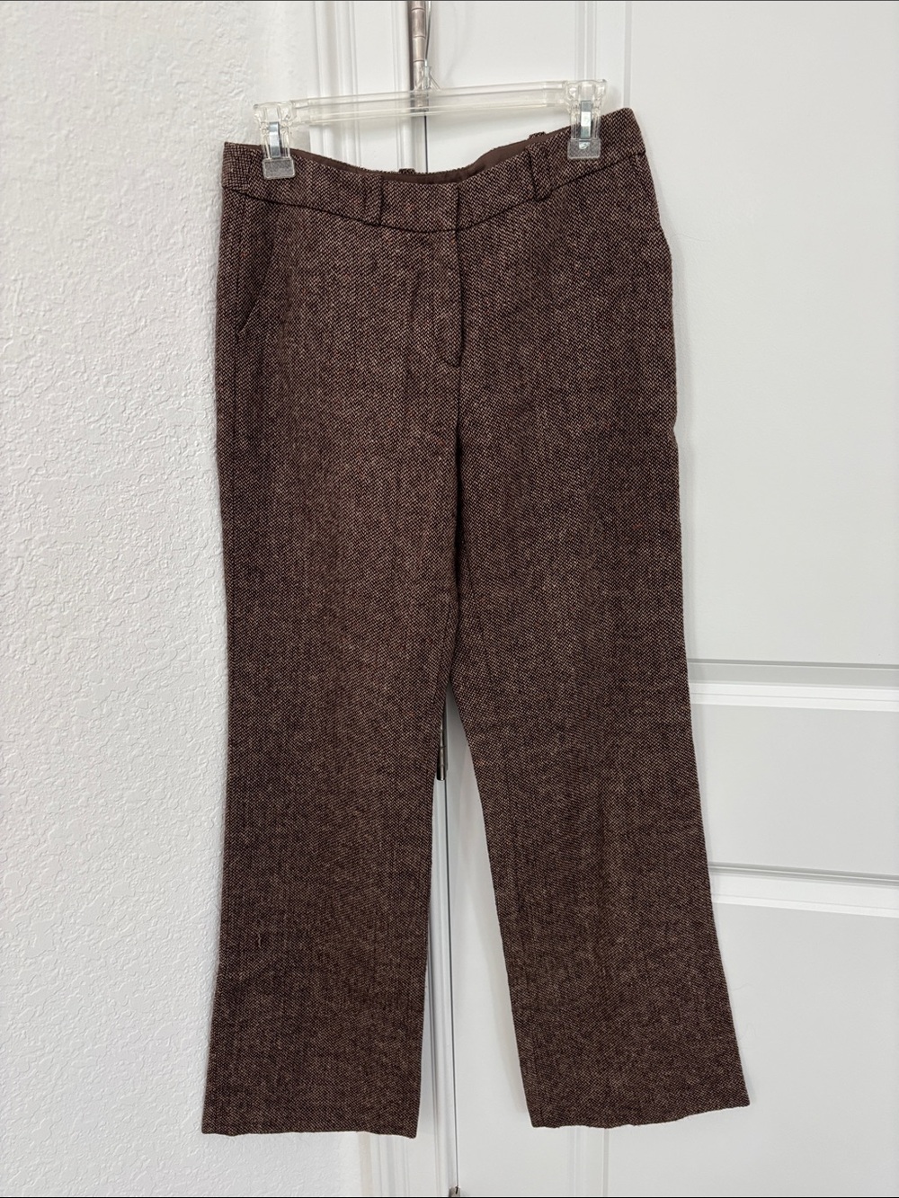 Tu Brown Tweed Flat-Front Dress Pants UK 10